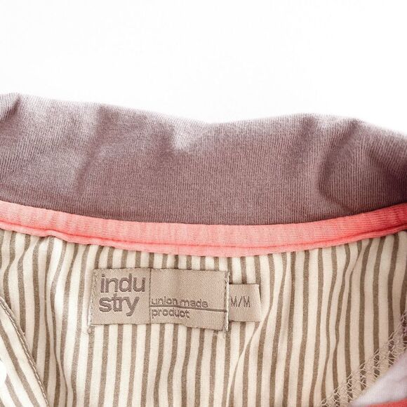 Industry Mens Collared Polo Shirt Cotton Short Sleeve White Orange Size Medium - Picture 3 of 6